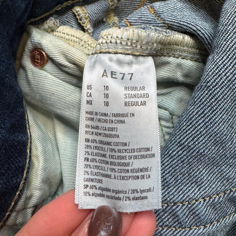American Eagle Premium Ae77 Denim Straight Crop Ankle Button Fly Jeans Sz 10 - Picture 7 of 9